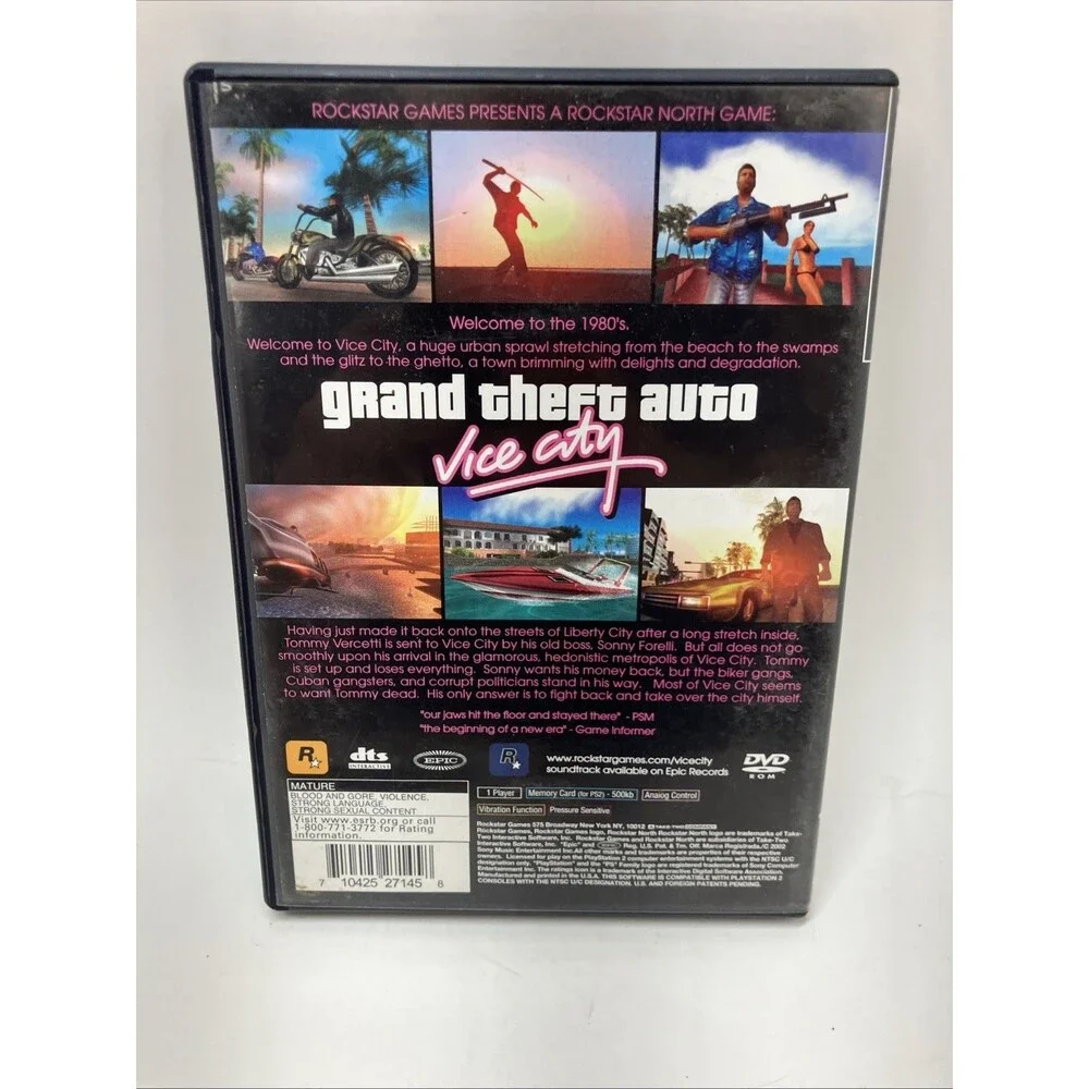 Grand Theft Auto Vice City PS2 PlayStation 2 Game and Case No Map